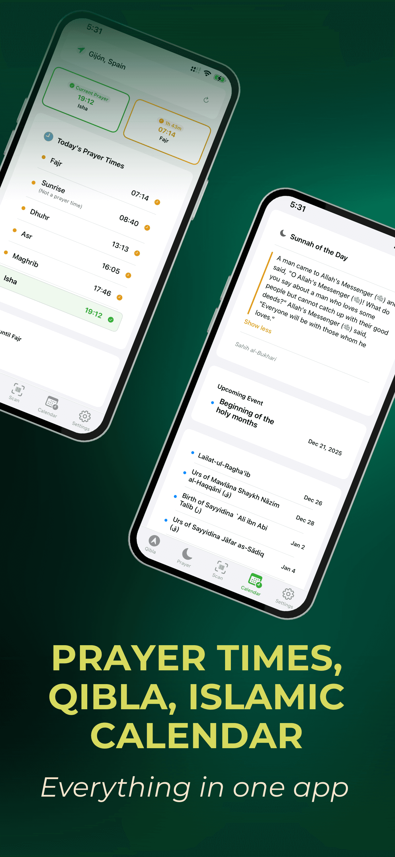 Prayer Times, Qibla & Islamic Calendar